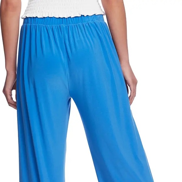 1. State Wide Leg Slit Hem Envelope Palazzo Pant In Harbour Wave Blue - Picture 6 of 14
